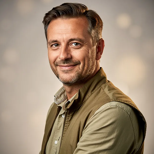 portrait de julien lambert visage souriant fond neutre