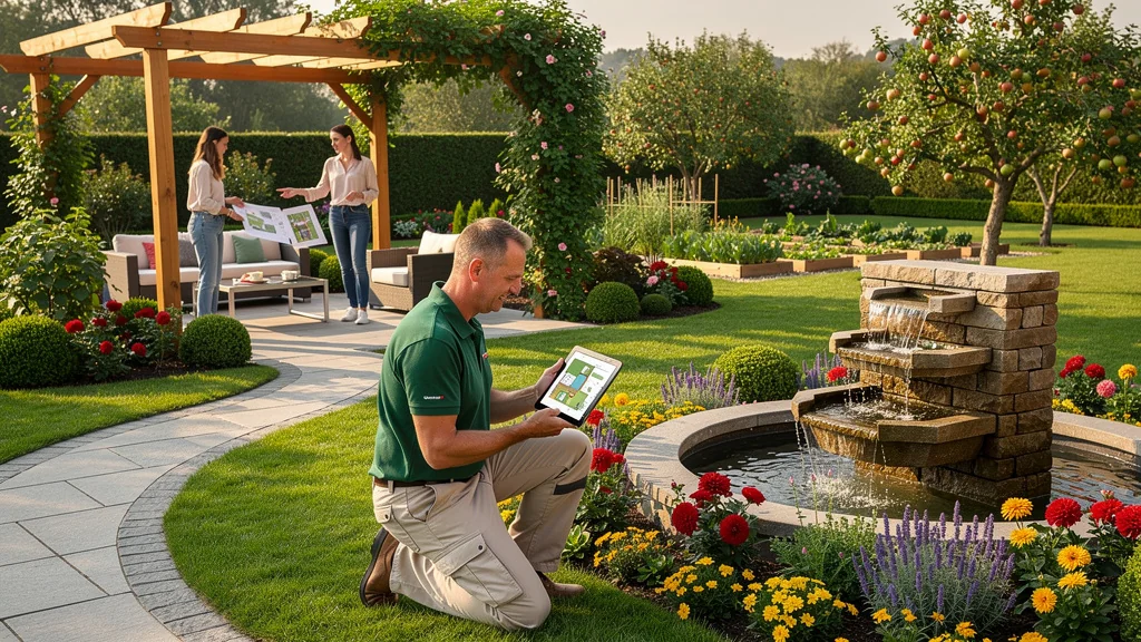 paysagiste en train de concevoir un jardin extérieur