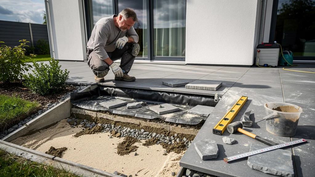 Reprise d’un escalier terrasse 3 marches sans béton avec problème de séchage mal anticipé